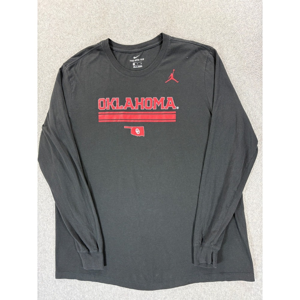 Oklahoma Sooners Nike Jordan Screened Campus Tee Shirt (Men's XL) Gray